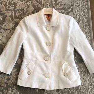 Tory Burch Size 10 White Linen Jacket